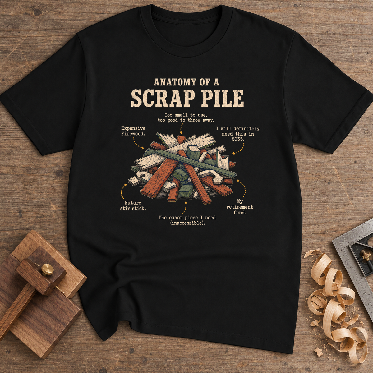 Anatomy of a Scrap Pile T-Shirt — Black