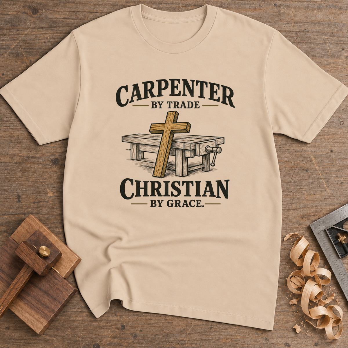 Carpenter by Trade Christian by Grace T-Shirt — Natural
