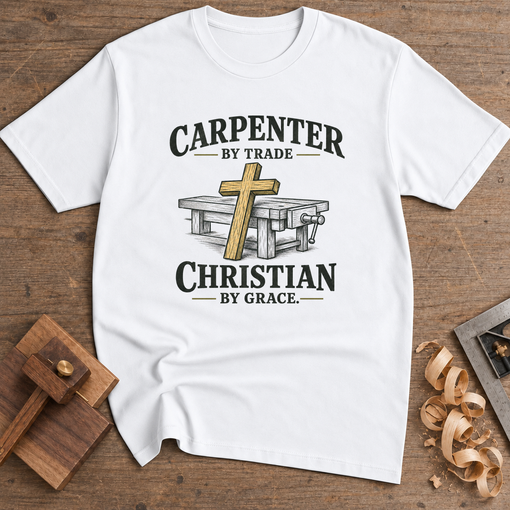Carpenter by Trade Christian by Grace T-Shirt — White
