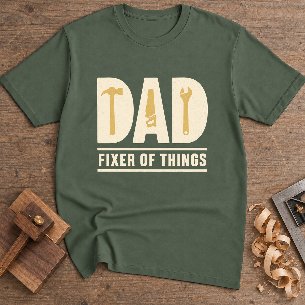 Dad Fixer of Things T-Shirt — Military Green
