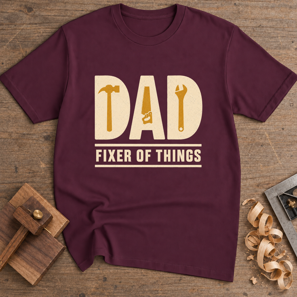 Dad Fixer of Things T-Shirt — Maroon