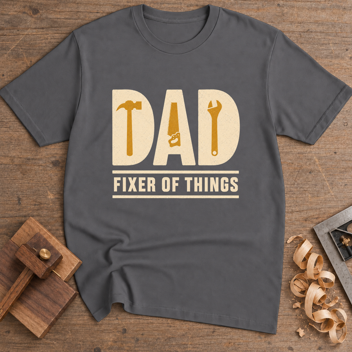 Dad Fixer of Things T-Shirt — Charcoal