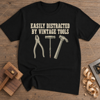 Easily Distracted by Vintage Tools T-Shirt — Black