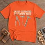 Easily Distracted by Vintage Tools T-Shirt — Orange