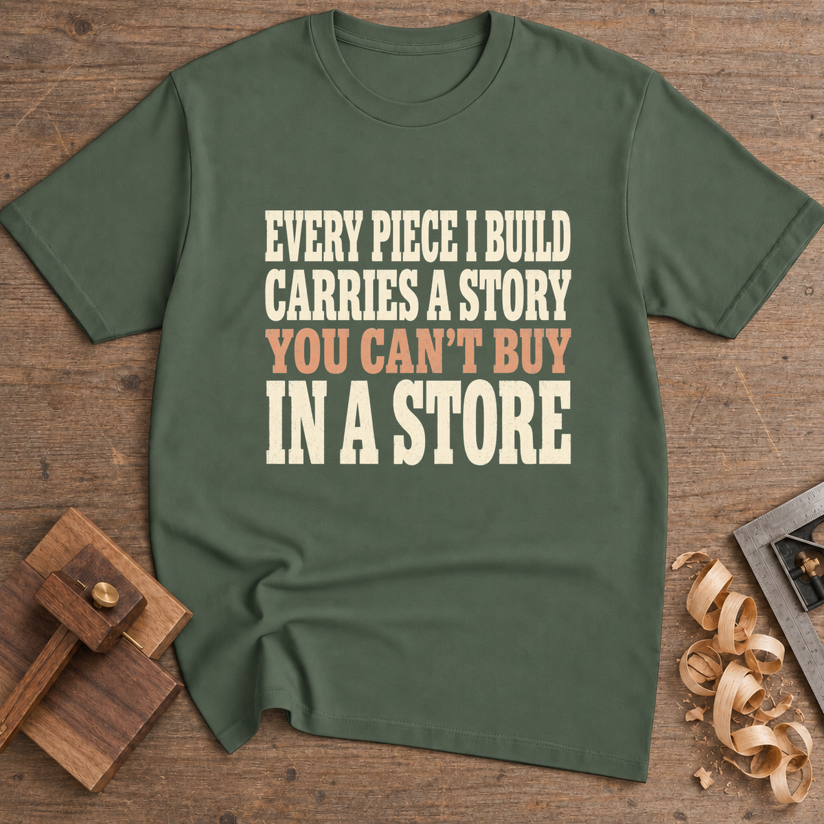 Every Piece I Build Carries a Story T-Shirt — Military Green