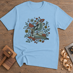 Floral Miter Saw T-Shirt — Light Blue