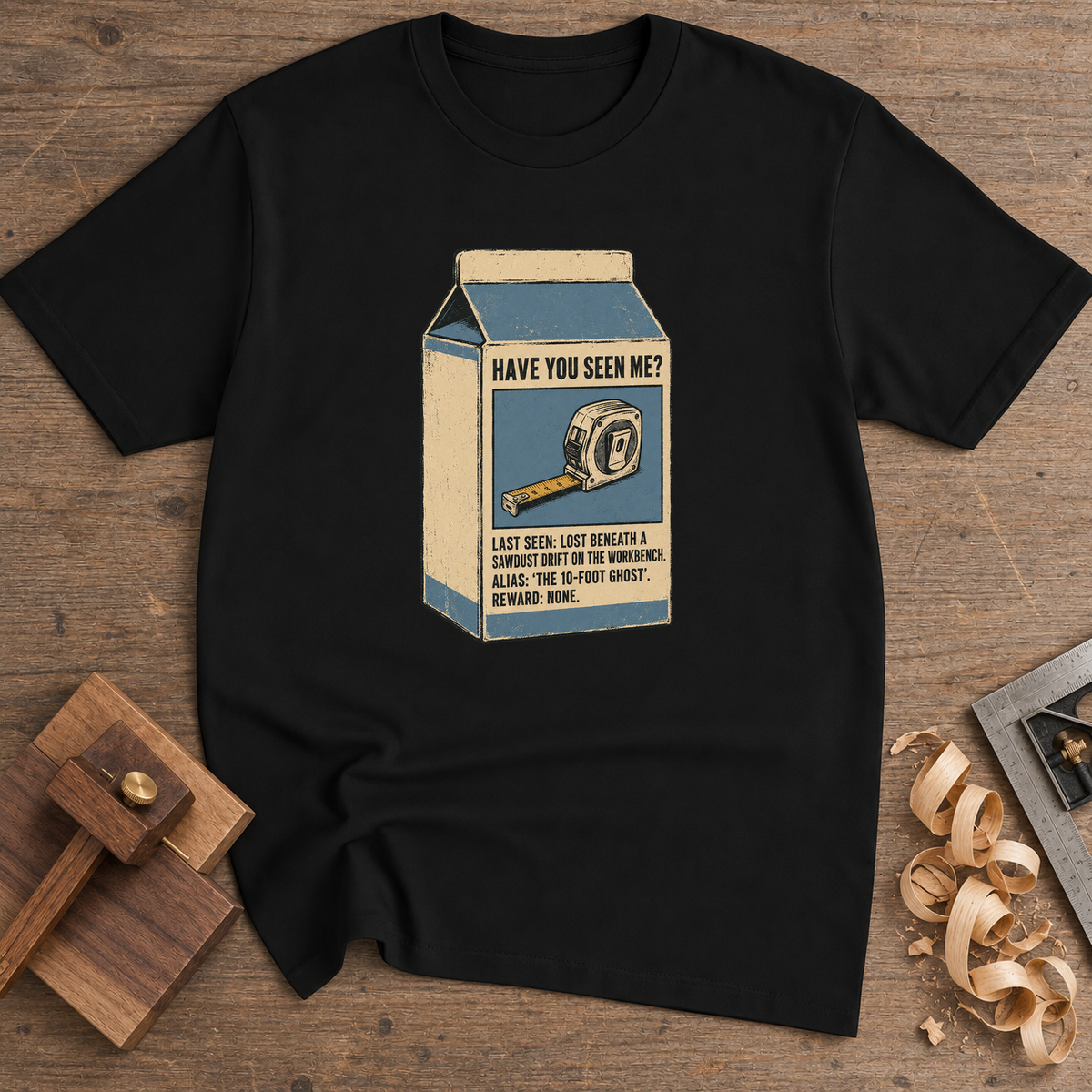Have You Seen Me Tape Measure T-Shirt — Black