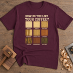 How Do You Like Your Coffee T-Shirt — Maroon