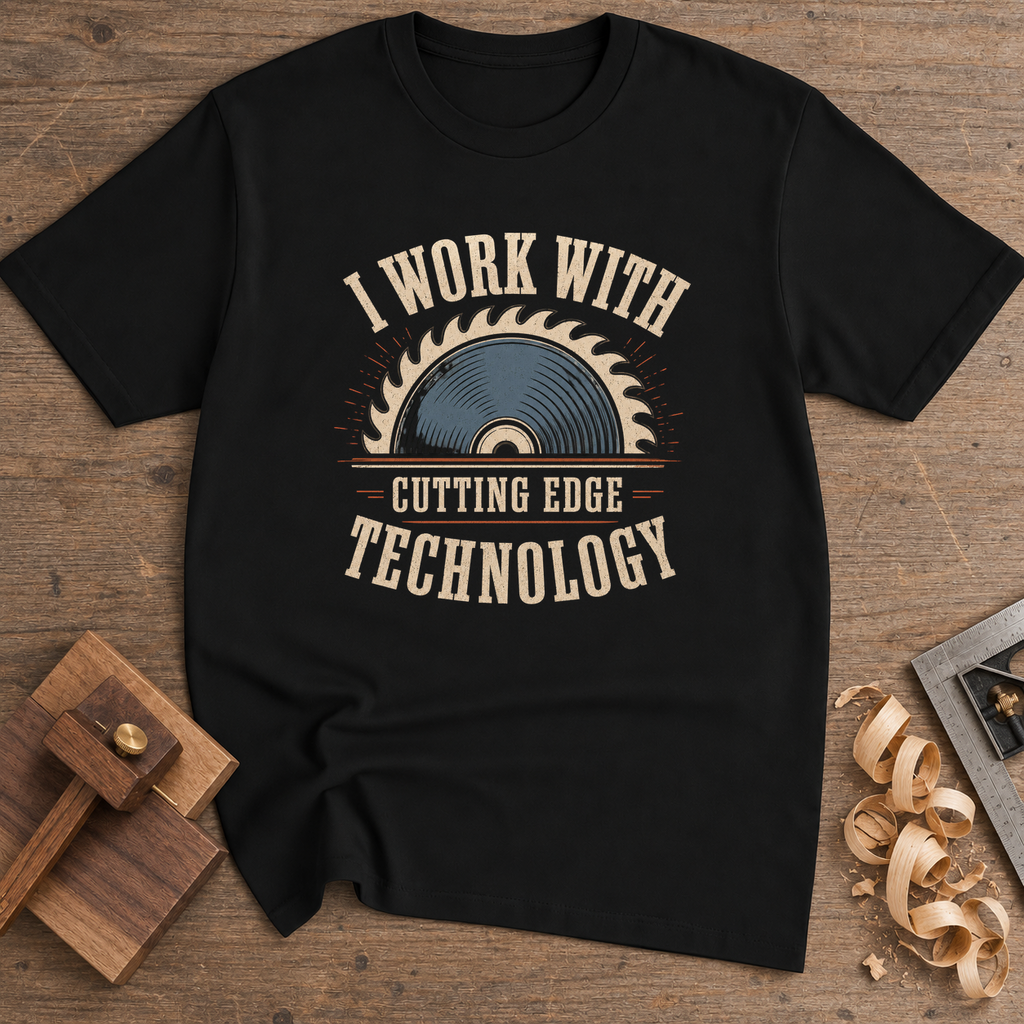I Work With Cutting Edge Technology T-Shirt — Black