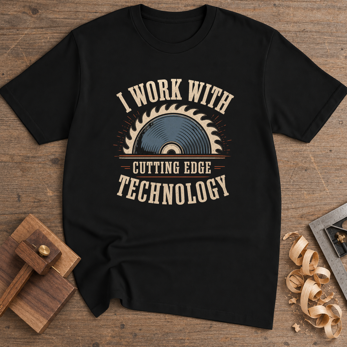I Work With Cutting Edge Technology T-Shirt — Black
