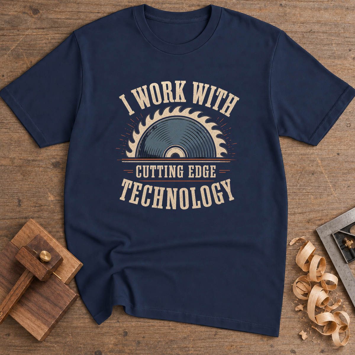 I Work With Cutting Edge Technology T-Shirt — Navy