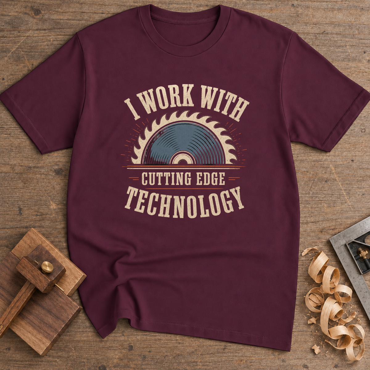 I Work With Cutting Edge Technology T-Shirt — Maroon