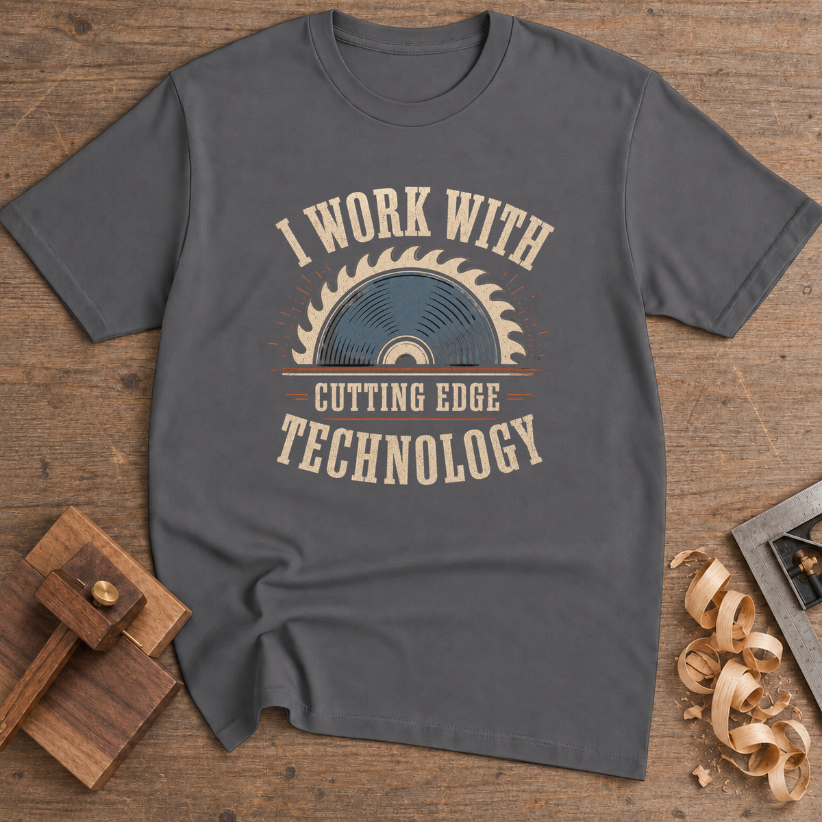 I Work With Cutting Edge Technology T-Shirt — Charcoal