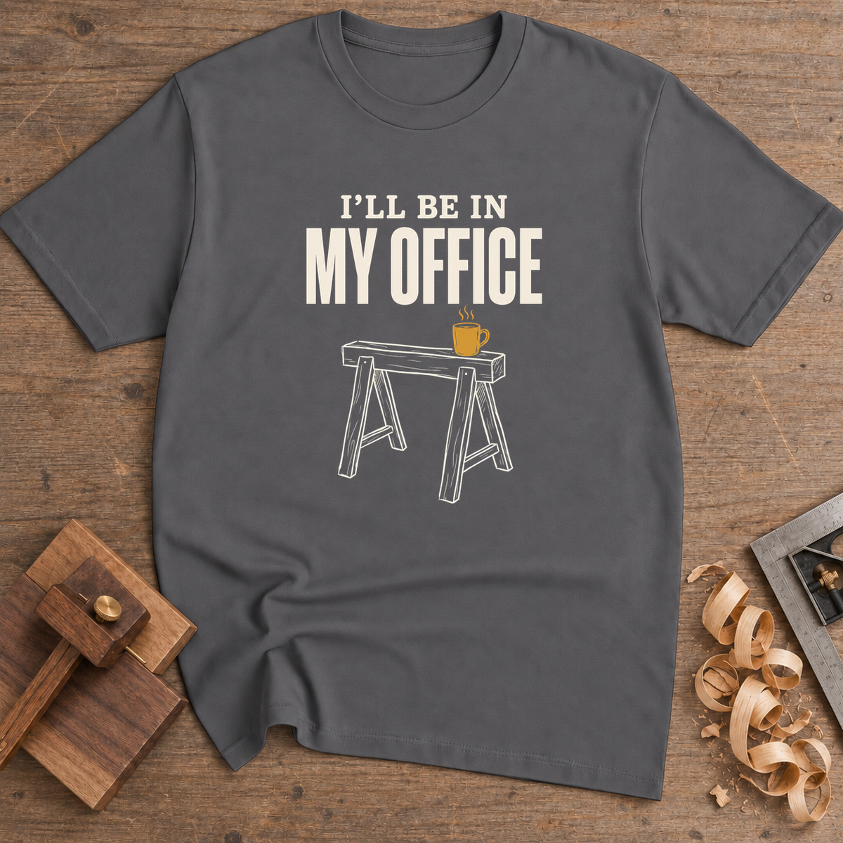I'll Be in My Office T-Shirt — Charcoal