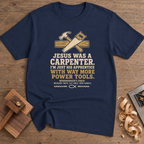 Jesus Was a Carpenter Hammer and Saw T-Shirt — Navy