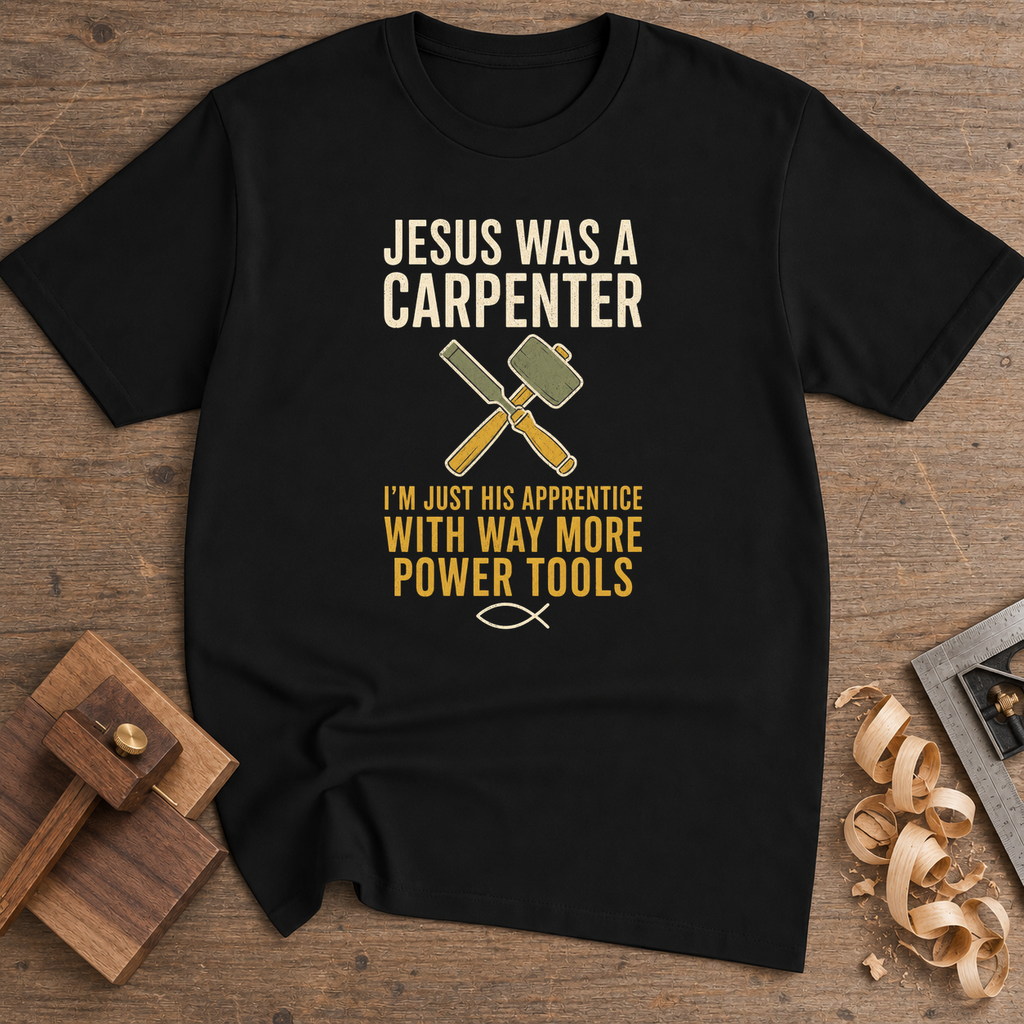 Jesus Was a Carpenter His Apprentice T-Shirt — Black