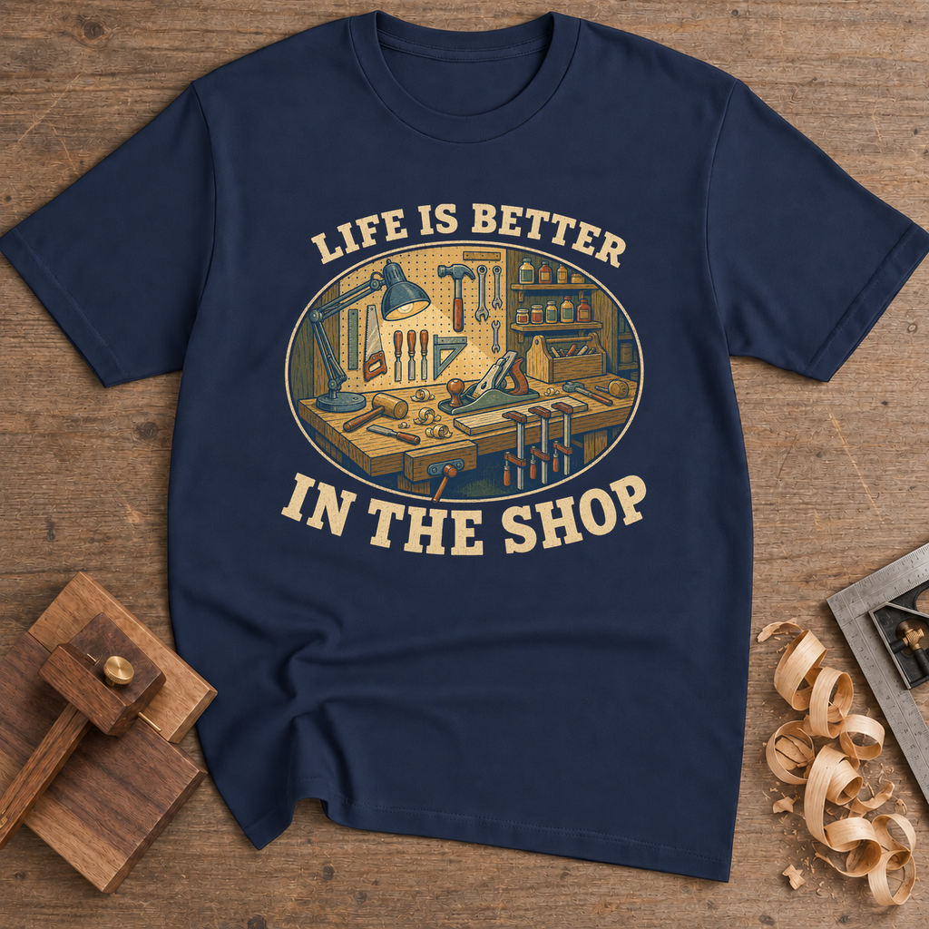 Life Is Better in the Shop T-Shirt — Navy