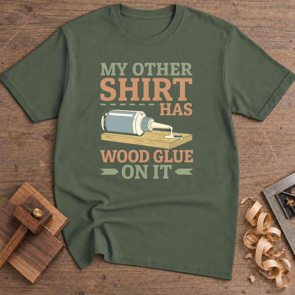 My Other Shirt Has Wood Glue on It T-Shirt — Military Green
