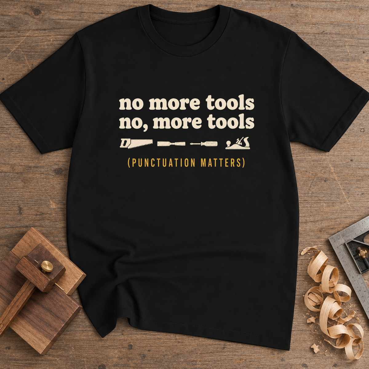 No More Tools Punctuation Matters T-Shirt — Black