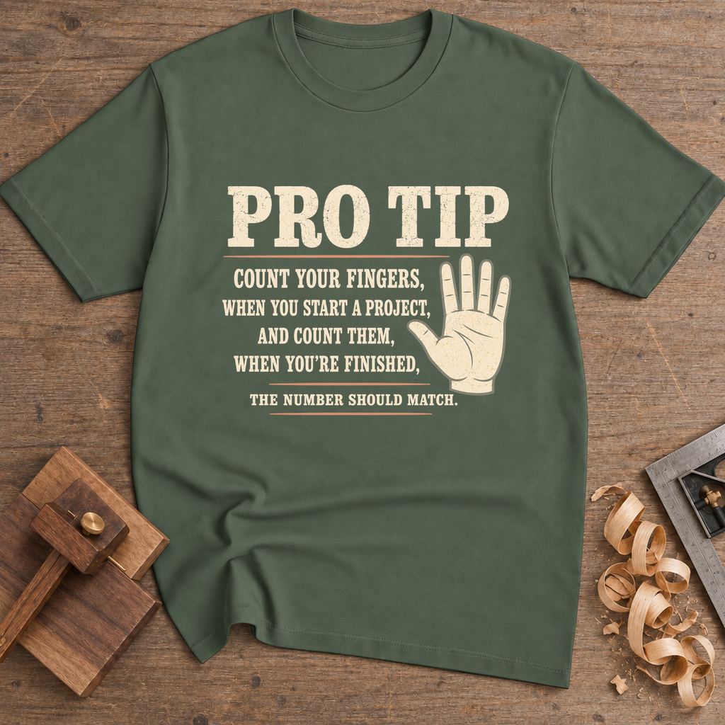 Pro Tip Count Your Fingers T-Shirt — Military Green