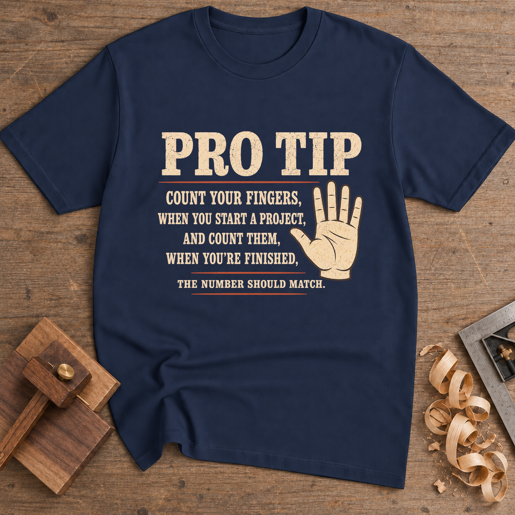 Pro Tip Count Your Fingers T-Shirt — Navy