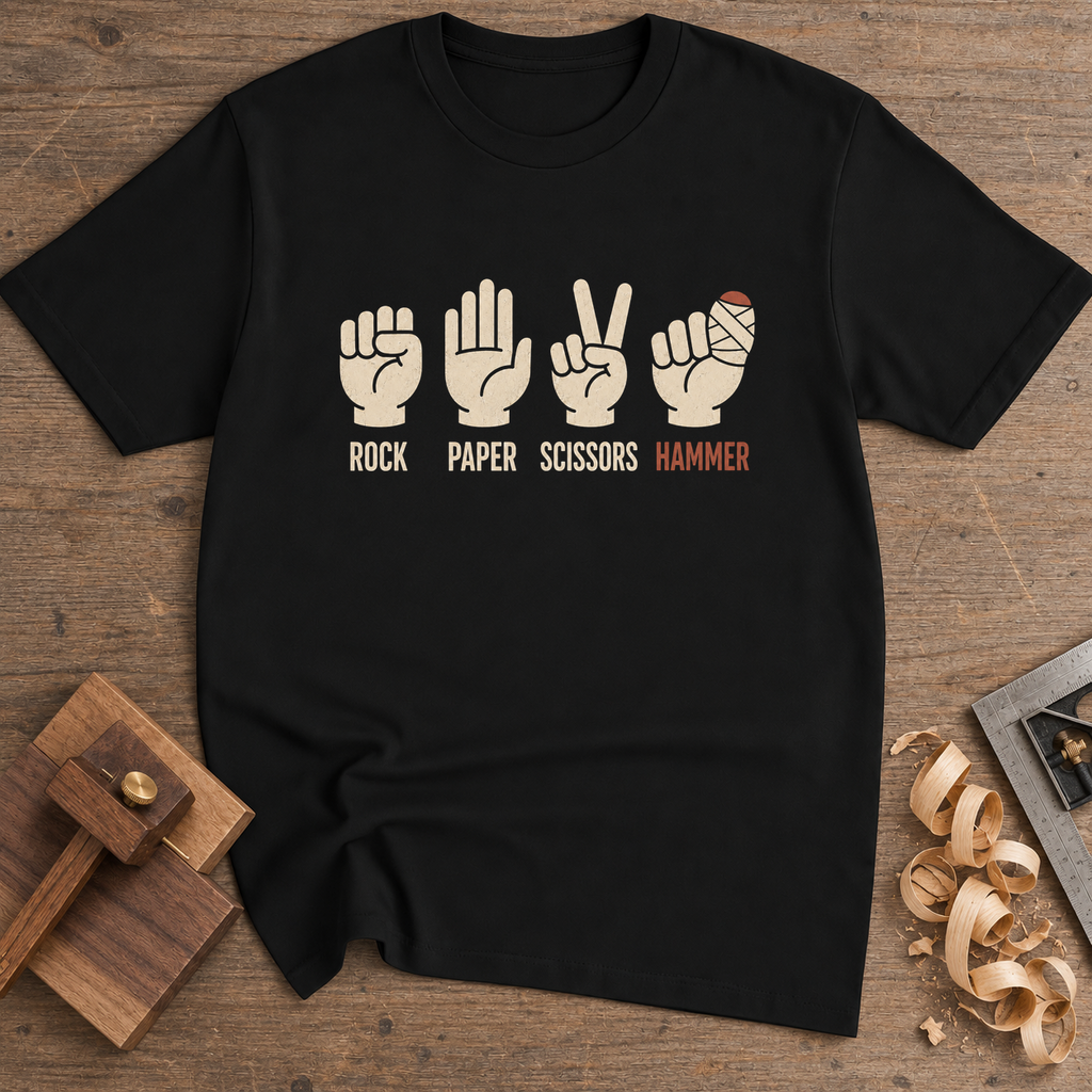 Rock Paper Scissors Hammer T-Shirt — Black