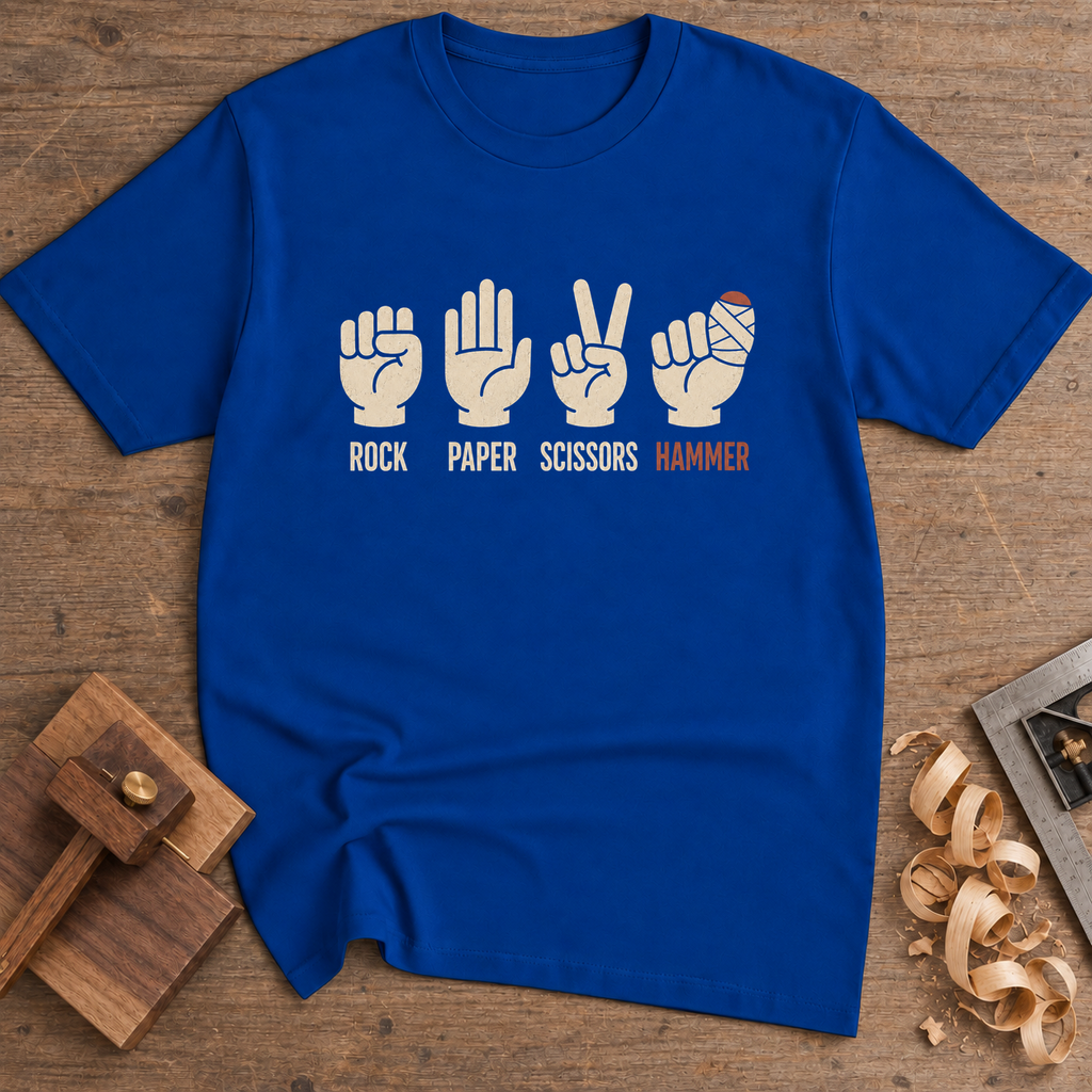 Rock Paper Scissors Hammer T-Shirt — Royal