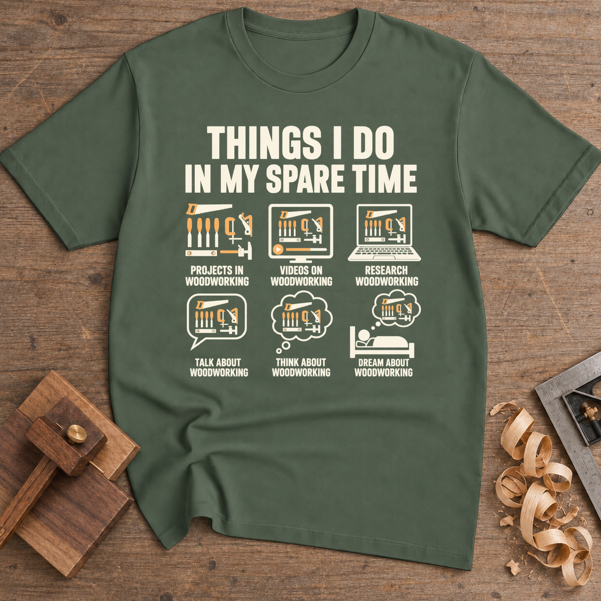 Things I Do in My Spare Time T-Shirt — Military Green