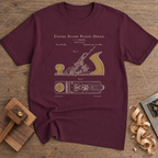 Vintage Bench Plane Patent T-Shirt — Maroon