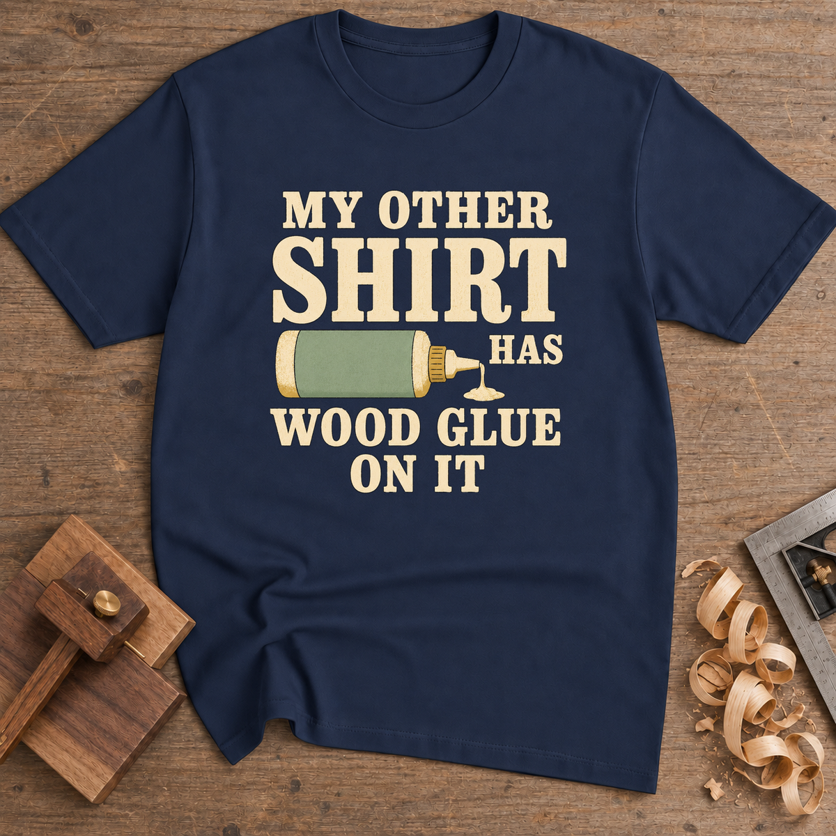 Wood Glue Shirt T-Shirt — Navy