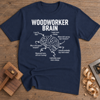 Woodworker Brain T-Shirt — Navy