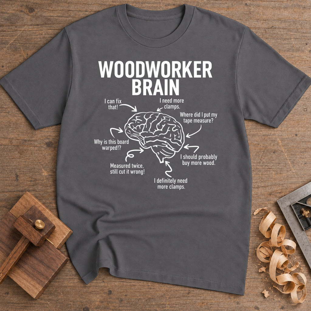 Woodworker Brain T-Shirt — Charcoal