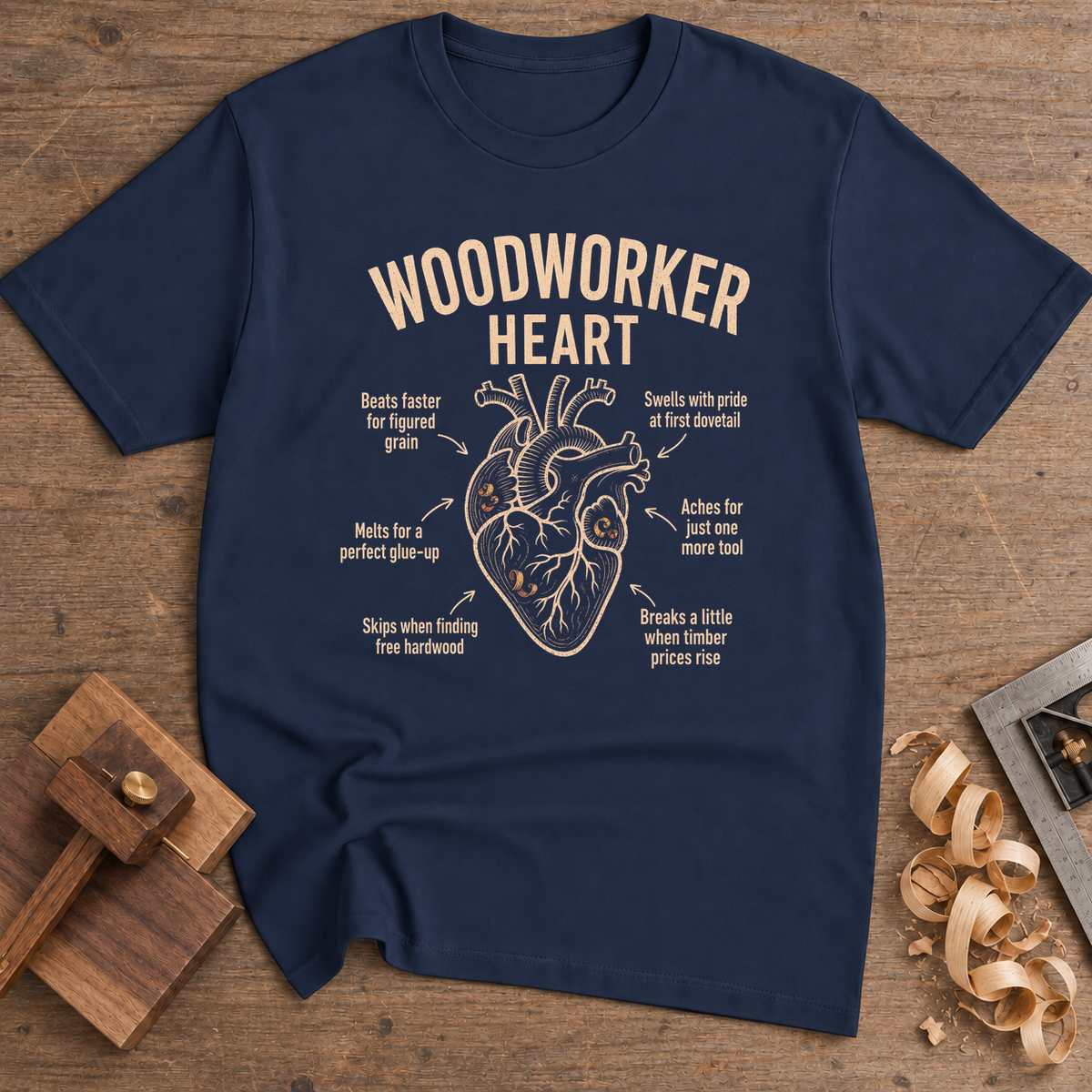 Woodworker Heart T-Shirt — Navy