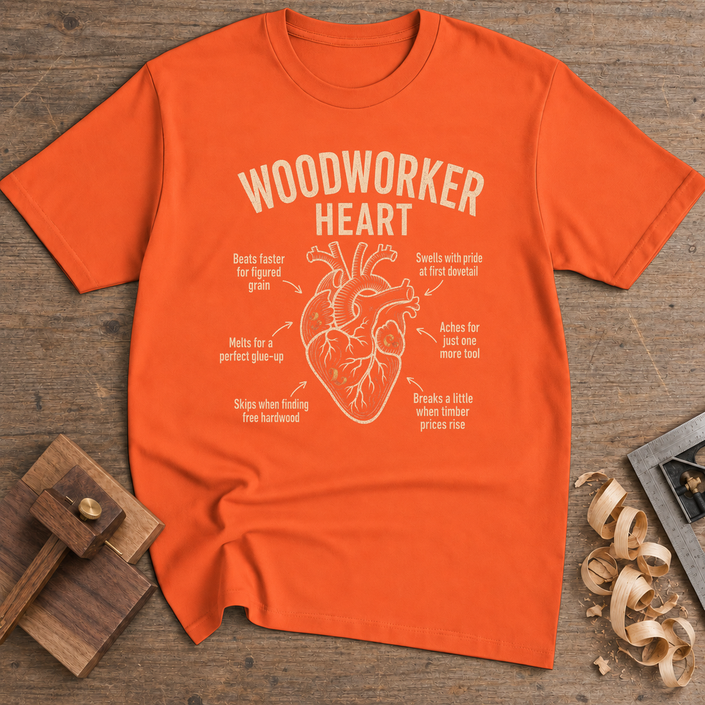 Woodworker Heart T-Shirt — Orange
