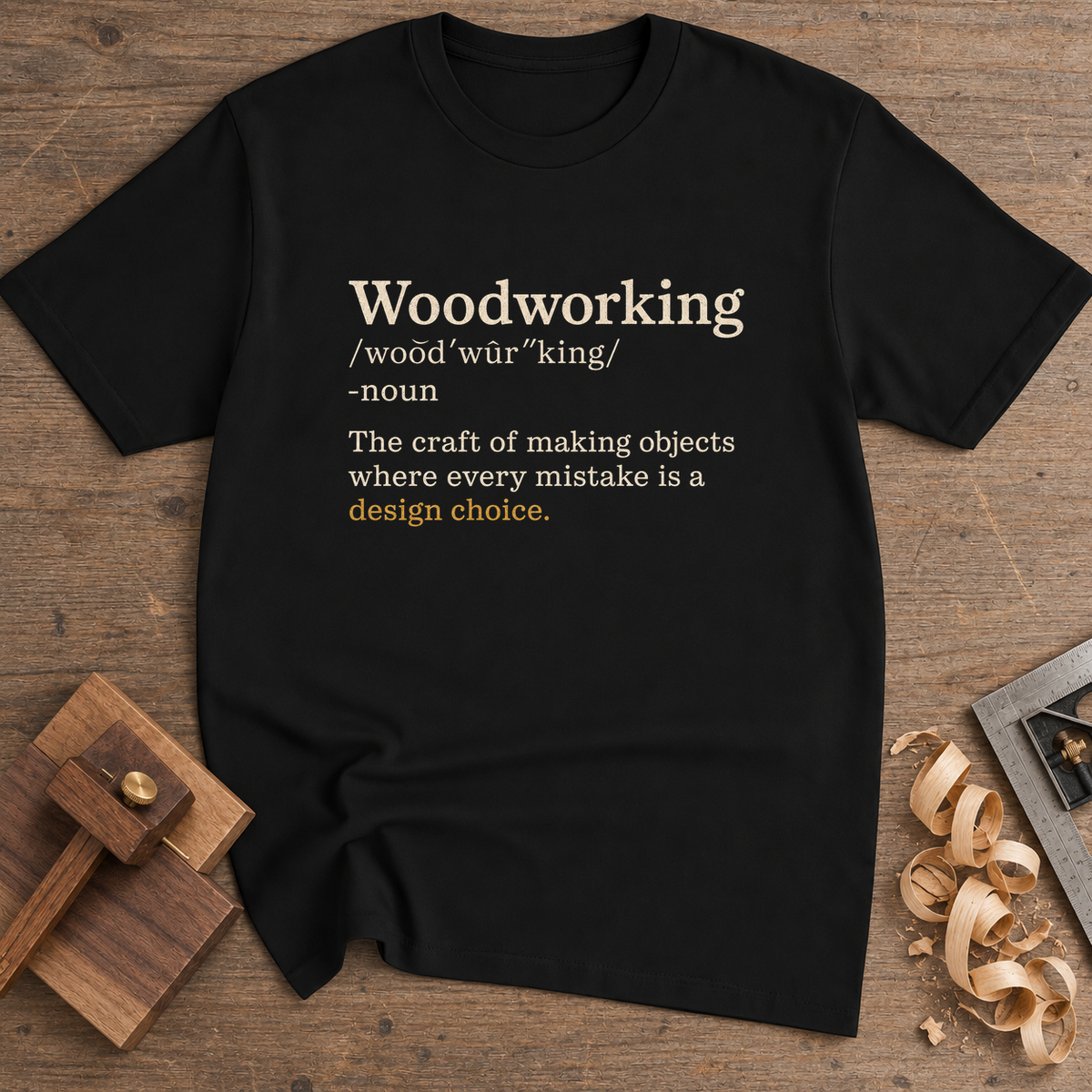 Woodworking Design Choice T-Shirt — Black