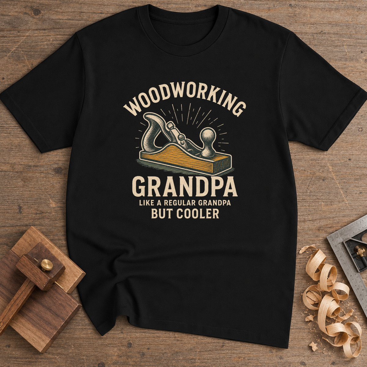 Woodworking Grandpa But Cooler T-Shirt — Black