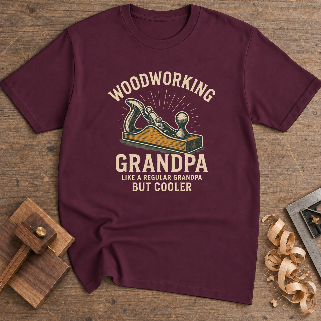 Woodworking Grandpa But Cooler T-Shirt — Maroon